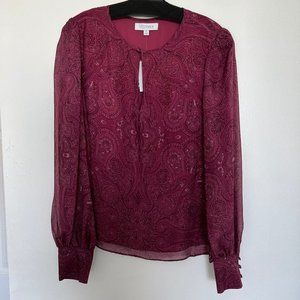 NWT Intermix Kiera Paisley Silk Blouse long sleeve blouse Sz XL $228